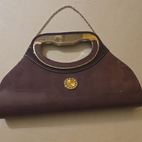 Chic Brown Clutch with Gold Handle - Picture 2 of 11